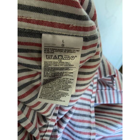 Old Navy Mens Shirt Size L Everyday Short Sleeved Red White Blue Striped NEW - Picture 6 of 6
